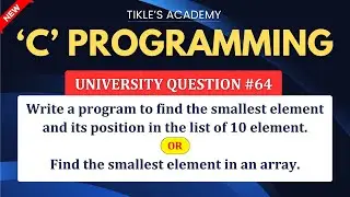 C PROGRAMMING UNIVERSITY QUESTIONS 64  @TIKLESACADEMY