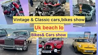 Vintage&Classiccars,bikes show|Ukbeach lo Bikes&Cars show|#trending#vintage#car#bike #uktelugu#beach