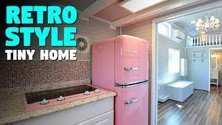 Stunning Tiny Home With Retro Style Pink kitchen appliances!