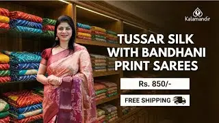 Tussar Silk with Bandhani Print Sarees | Sarees Online Shopping | Kalamandir Sarees