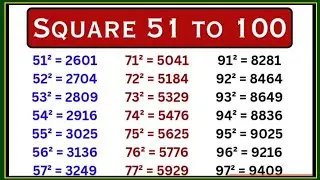 Square 51 to 100/51 to 100 Square/51 se 100 tak square/Learn Square 51 to 100 | Square 51 se 100 tak
