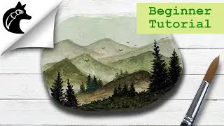Rock Painting Tutorial For Beginners - Misty Foggy Forest