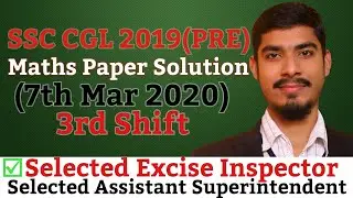 Ssc cgl (2019) maths paper Solution|| 7th march || 3rd shift || By Virendra Singh || Study originals