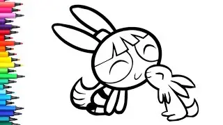 Powerpuff Girls with Rabbit Drawing, Painting & Colouring for Kids and Toddlers_ Child Art 