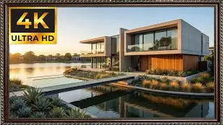 Modern Luxury Lake House 4K Ultra HD | Long Loop Frame TV Architectural Art