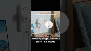 Ultra Thin Flat Plug Surge Overload Protector Power Strip Wall Outlet with 8 AC Power Outlets 6&hellip;