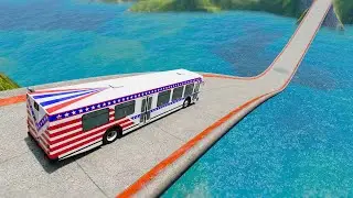 Impossible Weird Wave Bridge Crossing cars vs Deep Water   BeamNG Drive