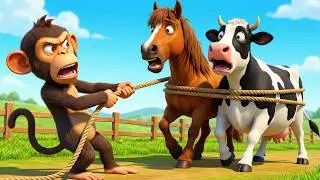 Old MacDonald&rsquo;s Big Surprise 😱 | Animals Stolen by a Monkey! | Kids Story