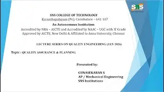 Quality Assurance & Planning | Quality Engineering | SNS Institutions