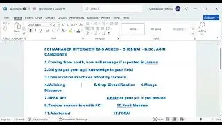 F.C.I. MANAGER INTERVIEW QUESTIONS ASKED CHENNAI APRIL 2023- AGRICULTURE