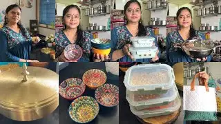 kitchen makeover new brass masala box kaisa +office lunch box & Breakfast🍱 chole🌺 puri🌺 boondi raita