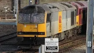 Ex EWS 60056, 60038, 60046 & 60047 outisde Crewe D.M.D for the first time in 9 years 15/3/2014