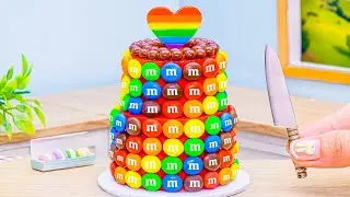 Mini Rainbow Cake Recipe With Chocolate🌈Stunning Miniature 2-Tier M&M Heart Cake Decoration Ideas