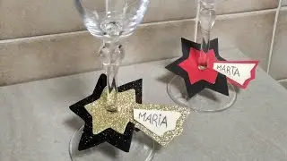 Facili e veloci segna bicchiere🥂 segnaposto in gomma eva  per capodanno/ easy new year glass marker