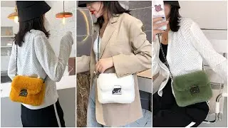 Fluffy Faux Fur Shoulder Bag Women's Handbag Chain Strap Designer Chic Cute Kawaii Party Nightclub