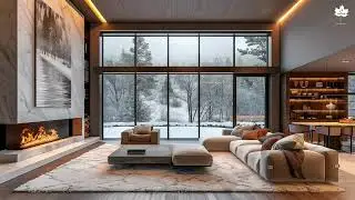 ✨ Cozy Winter Ambience | Soft Jazz Music, Snowfall & Warm Fireplace 🔥❄️