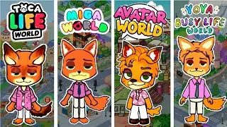 NICK WILDE 🦊✨ | ZOOTOPIA 2 in AVATAR WORLD vs TOCA BOCA vs YOYA vs MIGA WORLD