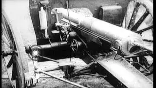 French Artillerymen firing French 75 field piece during World War I. HD Stock Footage