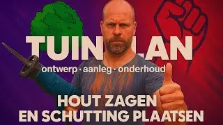 Hout zagen en schutting plaatsen.🪚🔨  Tuinplan vlog #2   