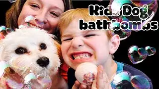 Best kid bath bomb!! Fun toy surprise, scented and educational dog cards inside