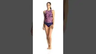 Anne Cole Double Up High Neck Tankini Top | SwimOutlet.com