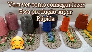 💥Produção rápida de 5 Tapetes com combinação de cores e modelos @CrisArtesCroche