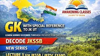 JAMMU KASHMIR | PREVIOUS YEAR QUESTIONS |LECTURE 3|JKSSB |