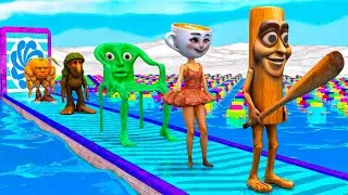Long Slide Game With Cow Elephant Gorilla Hippopotamus Tiger - 3d Animal Game - Funny 3d Animals
