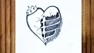 How to Draw a Broken Heart with crown– Easy Step-by-Step Drawing Tutorial | Draw & Sketch Art