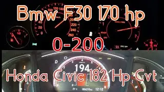 Bmw F30 320i 1.6 170 Hp VS Honda Civic Rs 182 Hp 1.5 turbo Vtec 0-200 Race