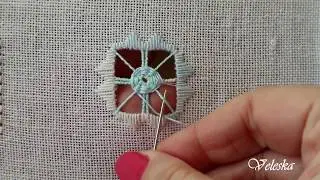 Woven Spider web on Wrapped bars. Hardanger embroidery filling