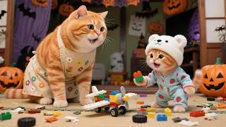 Ginger Kitten Scores 100 and Mama Cat Kept Her Promise with a Lego Airplane Gift 🎁✈️
