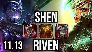 SHEN vs RIVEN (TOP) | 8/1/14, 3.4M mastery, 3200+ games, Dominating | NA Diamond | v11.13