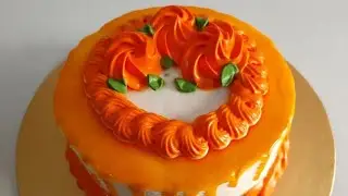 Orange themed Vanilla cake decoration tutorial plus piping gel recipe | cake decoration | piping gel