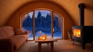 🔴Cozy Winter Cabin Background | 🔥 Fireplace Sounds | ❄️ Snowy Forest | Calm Winter Ambience