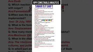 RPF CONSTABLE EXAM ANALYSIS 2025|5 Mar 1st Shift|RPF Constable paper analysis today#rpfconstable#gk