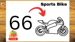 How to  Draw Sports Bike 🏍️ From Number 66 || Easy Bike Drawing Step By Step