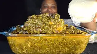 Нигерийская еда АСМР мукбанг Суп афанг и фуфу мукбанг