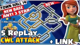 Only 1 Star Th14 War Base Link With !! 5 Replays CWL Champion League 1 | Th14 War Best Base