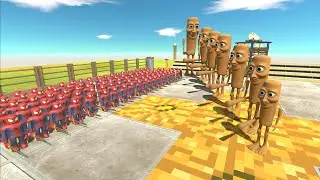 Growing Tung Tung Sahur Power Level vs 100x Spiderman Roblox Army   Animal Revolt Battle Simulator