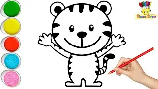 Easy Tiger Drawing & Colouring for kids & toddlers | How to Draw a Tiger | Animal Drawing #110