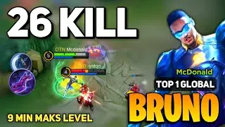 26 KILL! Bruno Best Build 2023 [ Bruno Gameplay Top 1 Global ] By McDonald  - Mobile Legends