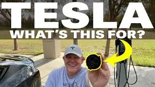 Общественная зарядка Tesla Model Y с адаптером J1772