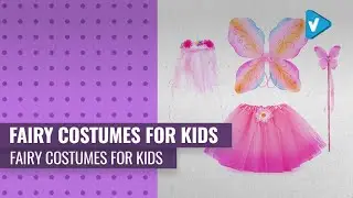 Fedio 4Pcs Girls Princess Fairy Costume Set With Wings, Tutu, Wand And Floral Wreath Veil - Colors