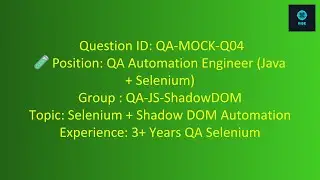 Automation Testing | Mock Interview Questions | Java with Selenium |  Real Interview Question 4