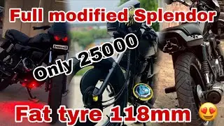 Splendor  Modified Smoke 😱Wrapping Only in Rs 25000 | Modified Splendor Black Monster 💀 look 😱 .