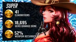 Super Godlike McCree and Hanzo gameplay! 41 elims! [ Overwatch Season 30 Top 500 ]