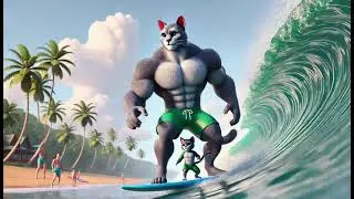 Beach Hero: Father Cat Saves Kitten from Rampaging Elephant 🐱🐘🏖️ #BeachHero #FatherAndSonAdventure