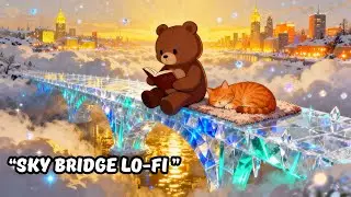 Floating Ice Bridge Lo-Fi ❄️🌉 | Cozy Jazz Above the Clouds with Bear & Sleeping Cat