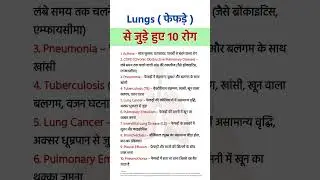 Lungs Related Diseases #lungs #diseases #asthma #copd #pneumonia #shorts #ytshorts #inhindi #short